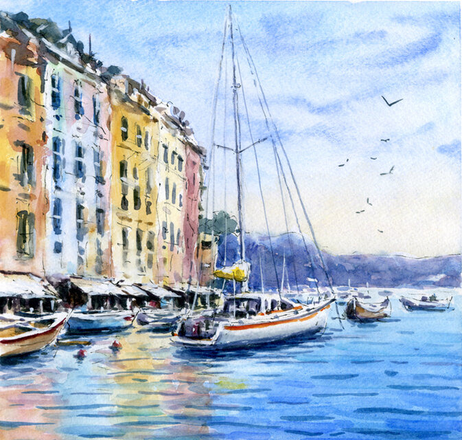 注文制作します 水彩画原画 ポルトフィーノ ＃630 | iichi 日々の