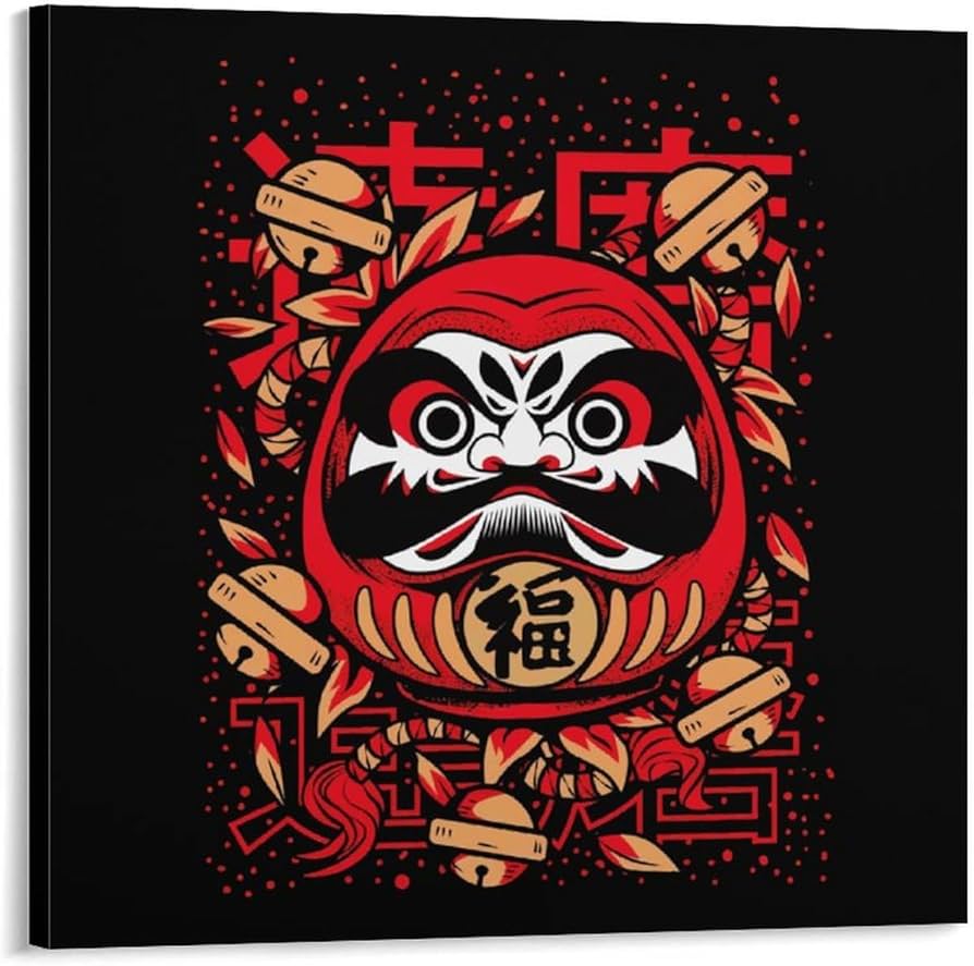 Amazon.co.jp: 壁アート 福だるま 縁起物だるま 木枠付き 装飾画 壁画