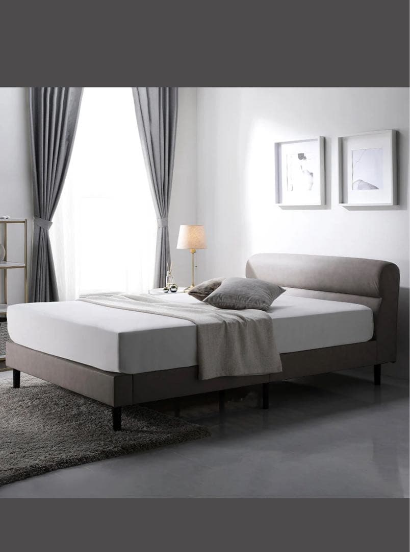 ラシク　RASIK レザー調ベッド 『ノビリス』 グレージュ　セミダブル レザー調ベッド『NOBILIS ノビリス』/高級感のあるベッド 高さ調整可能