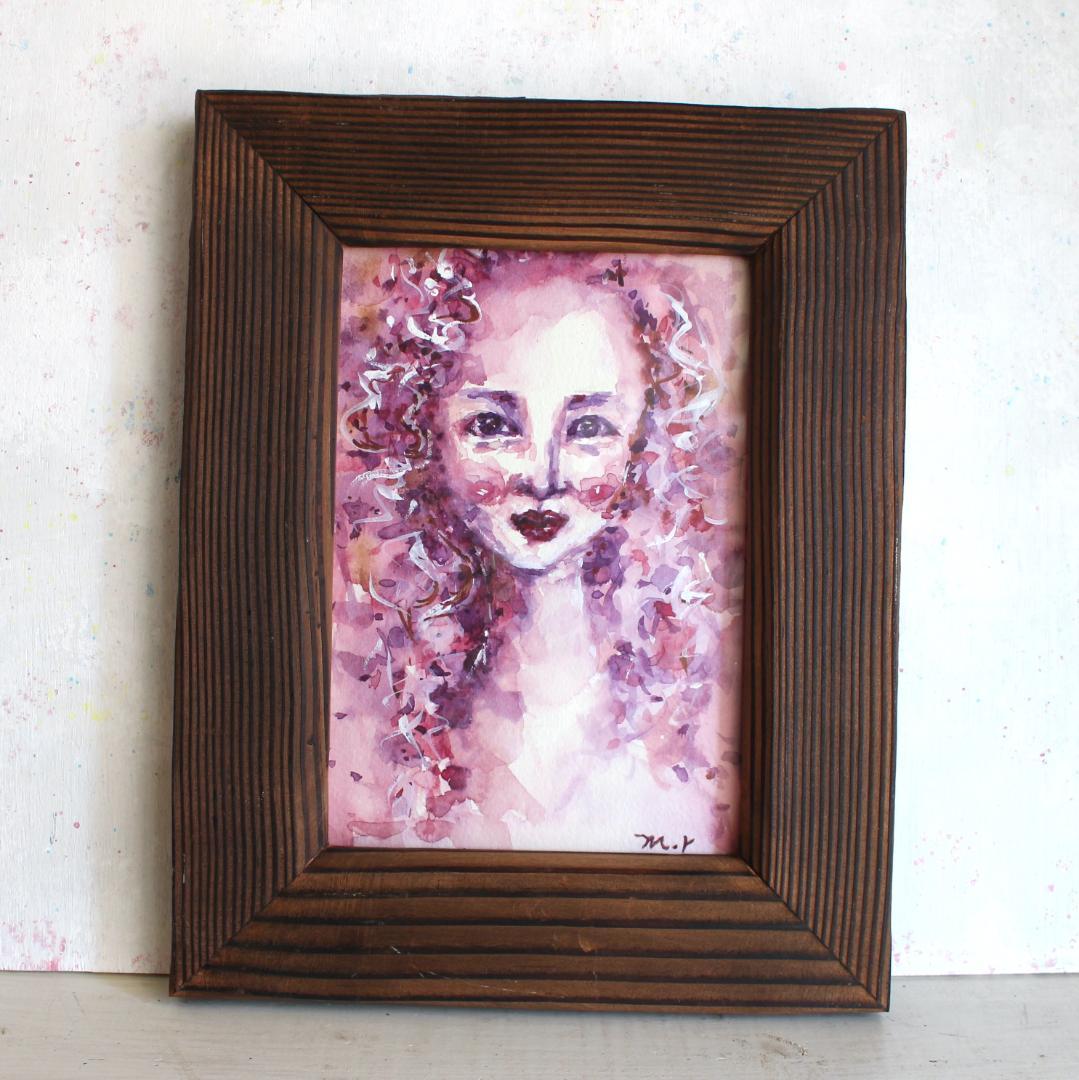 女性の絵 水彩画 原画 額付き「薔薇色の頬」 楽天市場】薔薇（水彩画｜絵画）：アート・美術品・骨董品・民芸品