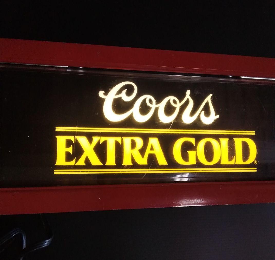 クアーズビール　ヴィンテージ電飾サイン　クアーズエクストラゴールド ビンテージ○Coors BEER ウッドフレームパブミラー○210427f2-sign