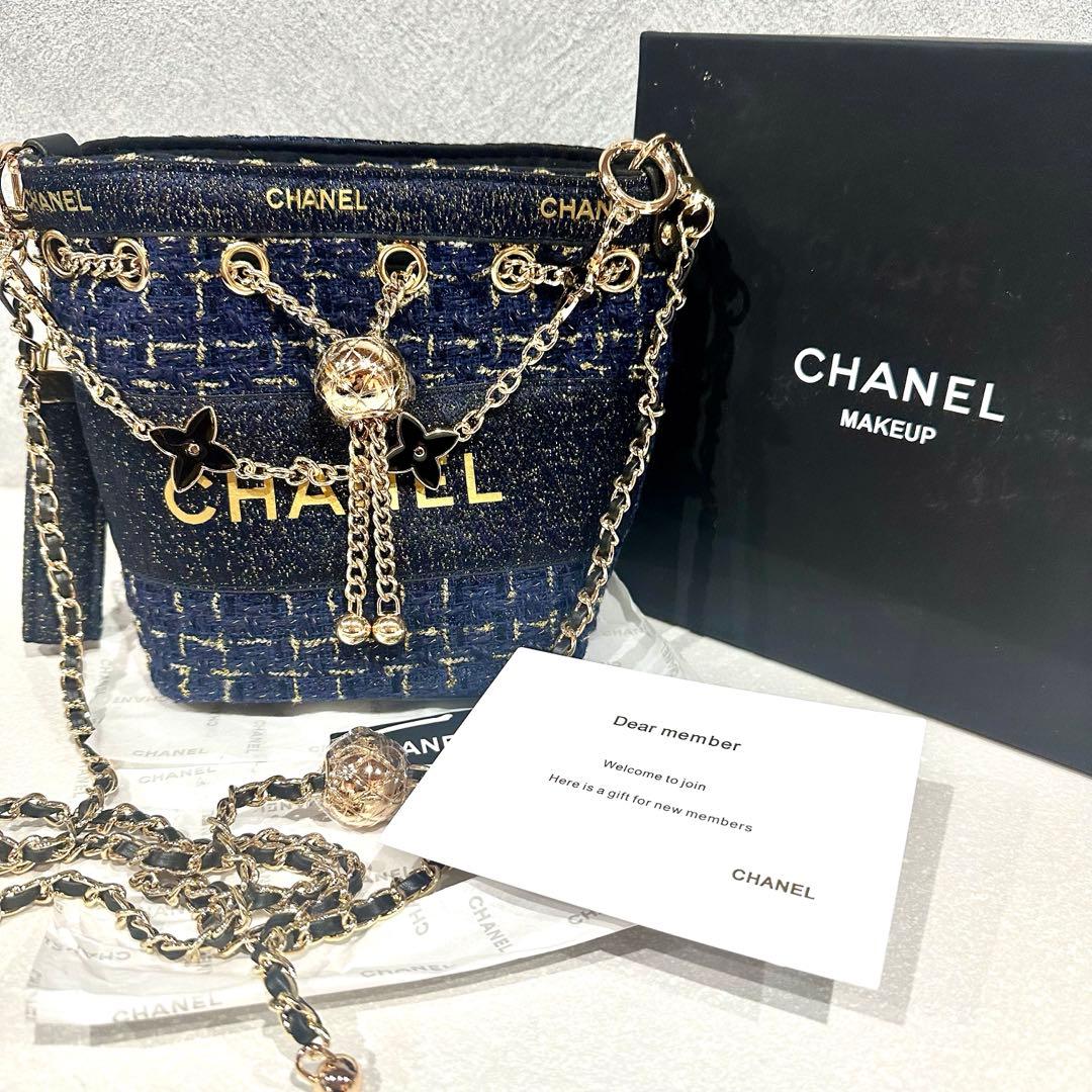 【非売品】希少 CHANELシャネル ノベルティ ブラックツイードバケットバッグ 希少・レア・非売品 CHANEL ノベルティ ネイビー ツイード バケット